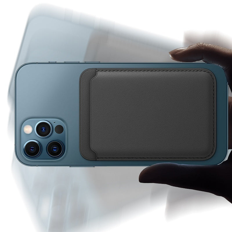 Funda magnética de cuero de lujo para tarjetas Magsafe, funda tipo billetera para teléfono 14 Pro Max 13 12, funda con accesorios de adsorción