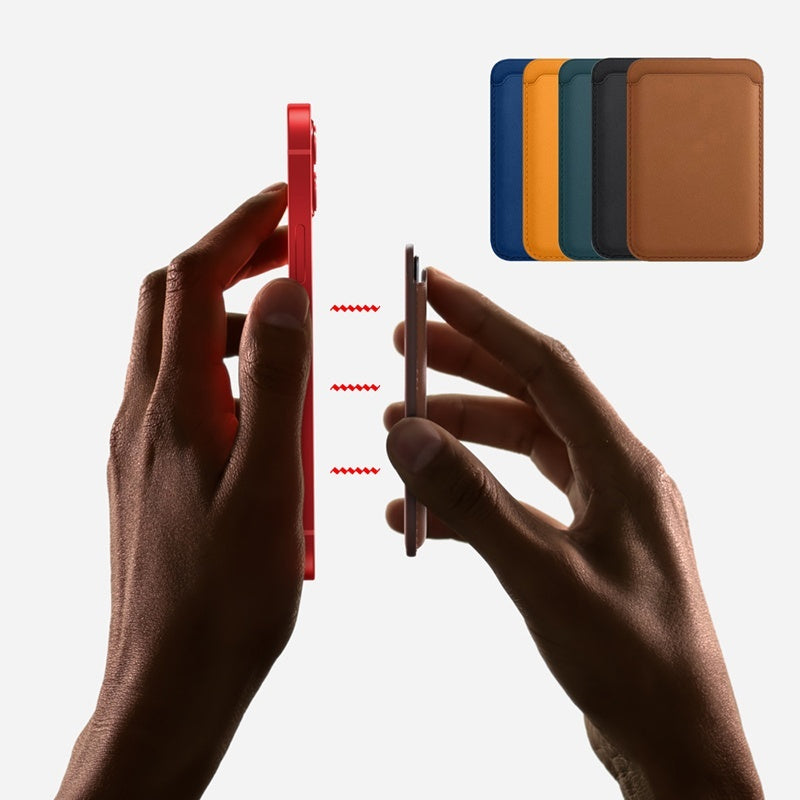 Funda magnética de cuero de lujo para tarjetas Magsafe, funda tipo billetera para teléfono 14 Pro Max 13 12, funda con accesorios de adsorción