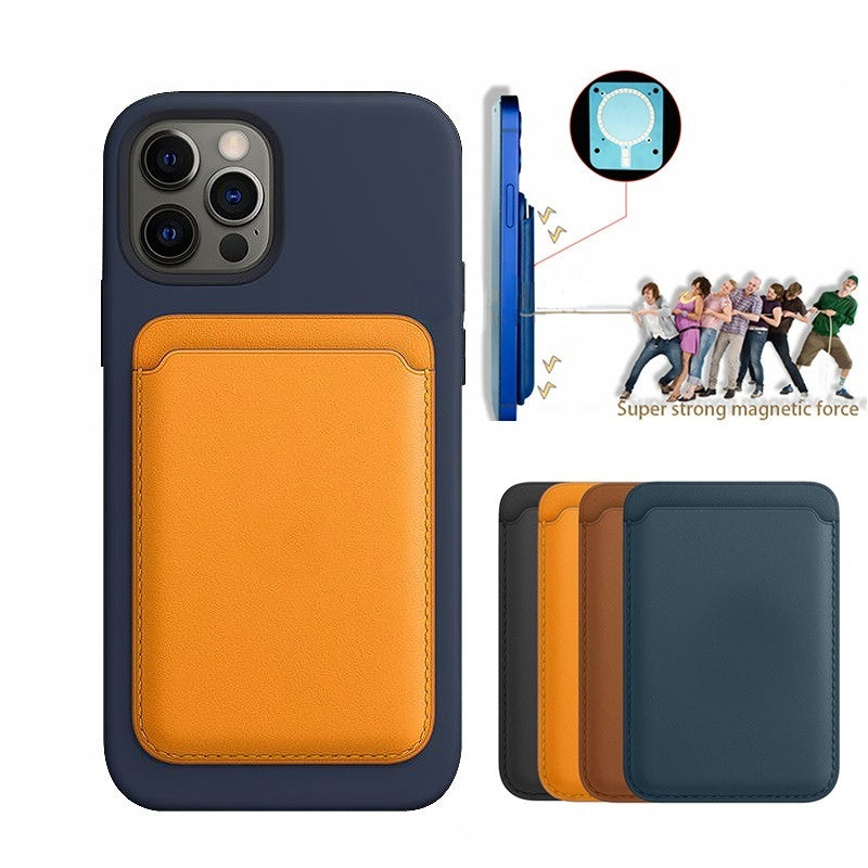 Funda magnética de cuero de lujo para tarjetas Magsafe, funda tipo billetera para teléfono 14 Pro Max 13 12, funda con accesorios de adsorción
